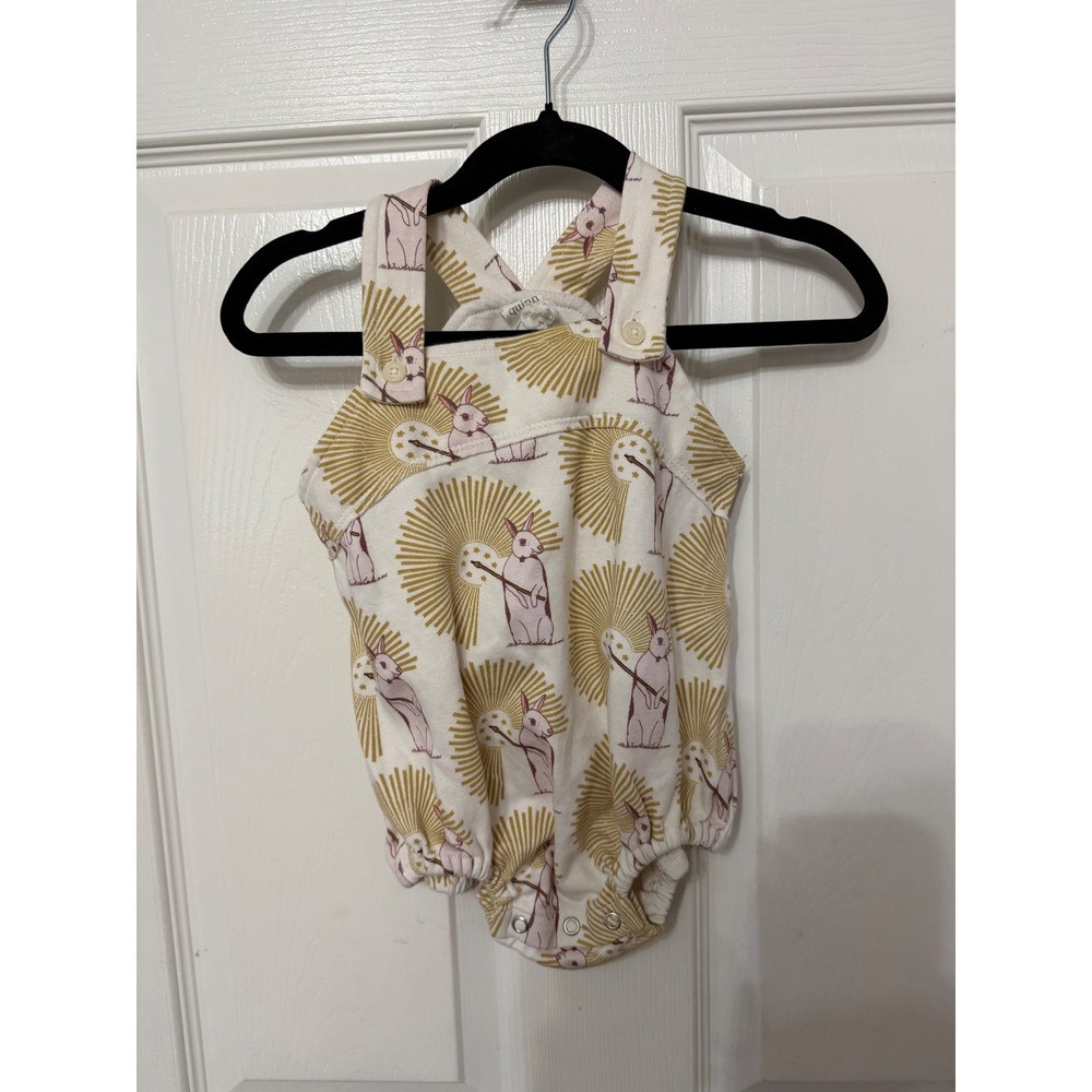 Kate Quinn Organic Cotton Bunny Sunburst Bubble Romper‎ 12-18M Cream Gold
